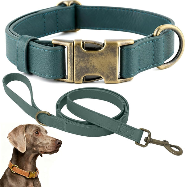 B&F Dog Collar and Leash Set,Leather Silicone Waterproof Odor-Proof Dog Collar and Leash for Medium Dogs, Soft Flexible Dog Collars, Adjustable Pet Collar (Brown, Medium (12.5-20" Neck))14