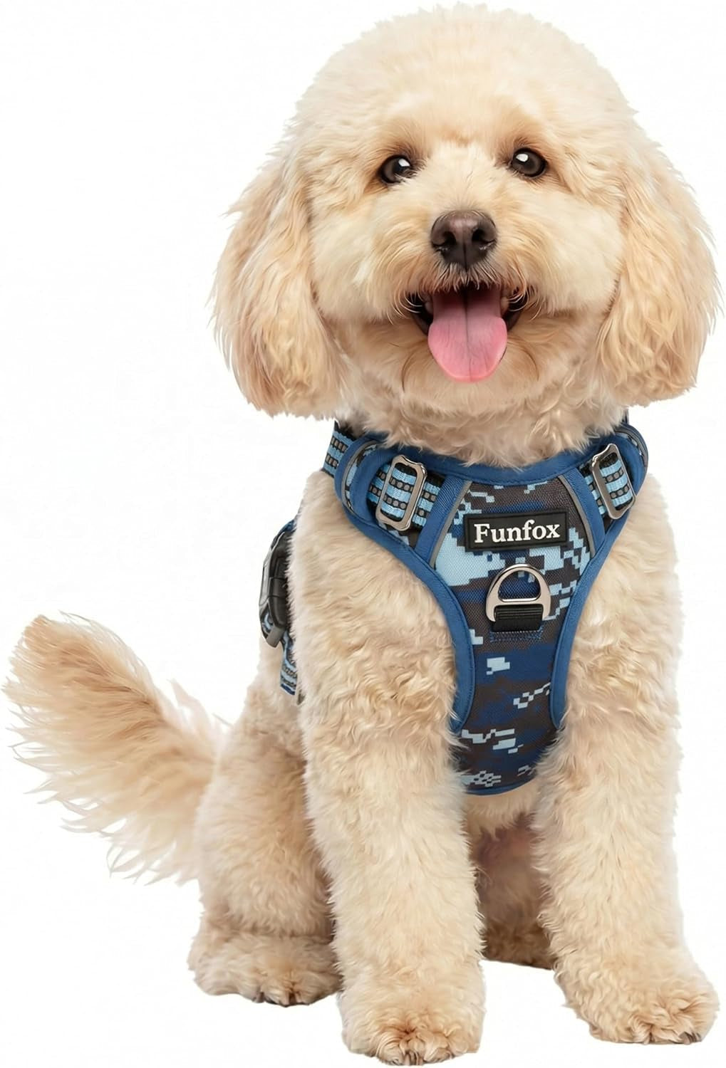 funfox-dog-harness-medium-sized-dog-vertical-handle-easy-control-no-pull-pet-vest-adjustable-with-2-leash-clips-soft-material-reflective-safe-night-walking-for-small-medium-large-breed-black-m