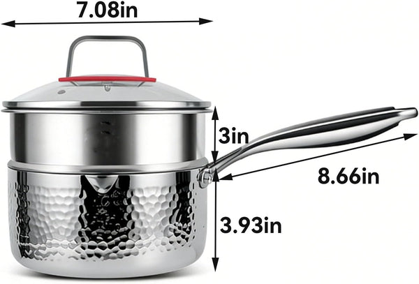 Titanium Saucepan, Non-Stick Pan Pot with Lid, Titanium Pans for Cooking, Fast & Even Heating, Dual-Pour Spouts Design, Compatible with All Cooktops,With Lid,7.08In8
