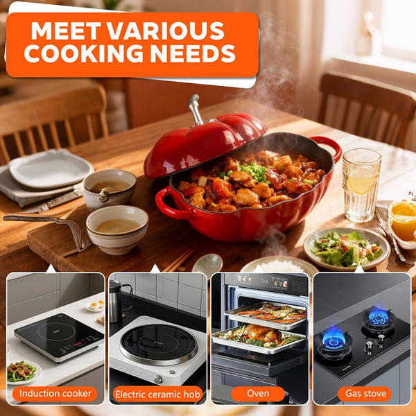 French Tomato Cocotte, Enameled Cast Iron Dutch Oven 5Qt with Lid | French-Style Enameled Cast Iron Cookware with Thick Walls, Superior Heat Retention and a Durable Matte Enamel Interior.3