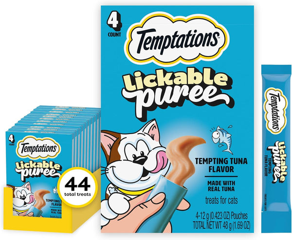 Temptations Creamy Puree Cat Treats, Chicken, Salmon & Tuna, 24 Count | under 15 Calories per Tube, Great for Senior Cats, No Chewing Required, No Added Sugar, Fillers, or Artificial Preservatives13