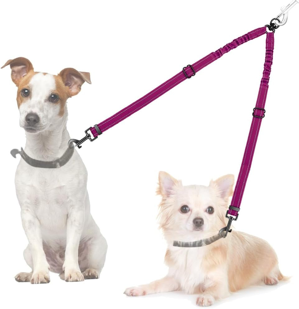 autowt-double-dog-leash-no-tangle-360-swivel-rotation-reflective-lead-attachment-adjustable-length-dual-two-dogs-lead-splitter-comfortable-shock-absorbing-walking-training-for-2-dogs