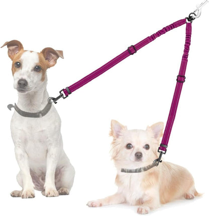 AUTOWT Double Dog Leash, No Tangle 360°Swivel Rotation Reflective Lead Attachment Adjustable Length Dual Two Dogs Lead Splitter, Comfortable Shock Absorbing Walking Training for 2 Dogs12