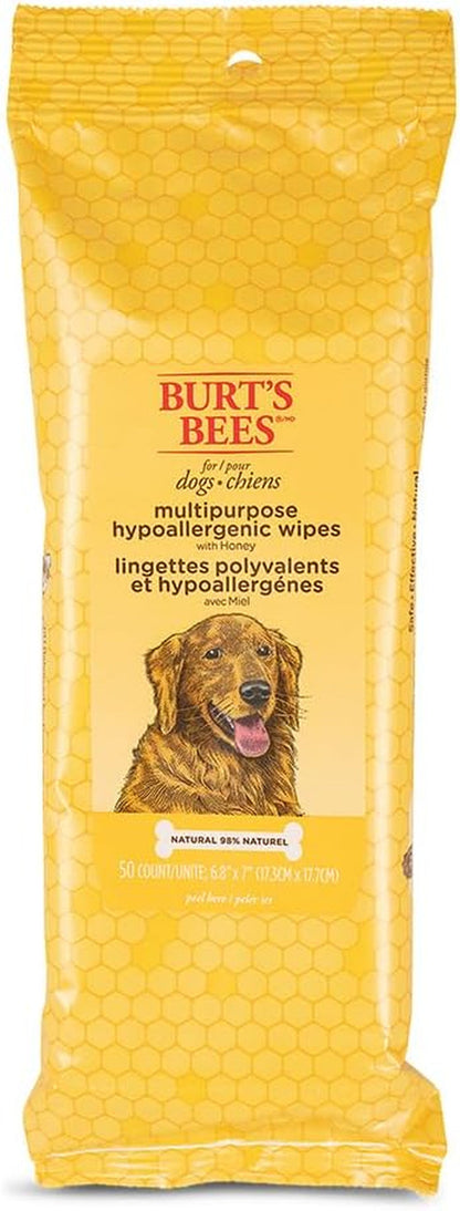 Burt'S Bees for Pets Honey Multipurpose Dog Grooming Wipes Gentle Hypoallergenic Spot Cleaning Sheets Ph Balanced Natural Origin Formula for Paws Face and Butt 50 Count 2 Pack Natural Grooming6