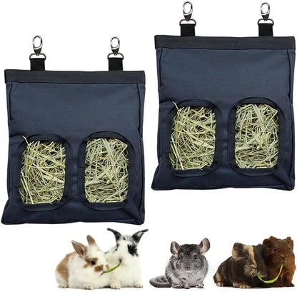 RIOUSSI Guinea Pig Hay Feeder, Hanging Rabbit Hay Feeder Bag. Blueflower | Upgraded Double Layer Fabric | Bite Resistant | Cleaner Hay & Less Mess | Small Animal Hay Holder for Bunnies & Chinchillas13