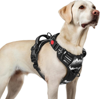 Rabbitgoo Dog Harness Medium Sized, Updated Easy on & off with 3 Buckles | No Pull No Choke, Walking with 2 Clips and Handle, Adjustable Soft Reflective, Blue, Medium23
