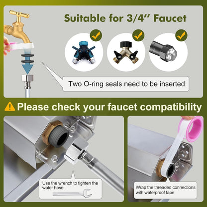 Automatic Water Dispenser for Dogs 2 Gallons, 304 Stainless Steel Dog Water Bowl Dispenser for Farm Chicken Pets Indoor&Outdoor Dog Waterer Feeder Fit 3/4'' GHT Faucet Auto Filling Wide Drinking Area7
