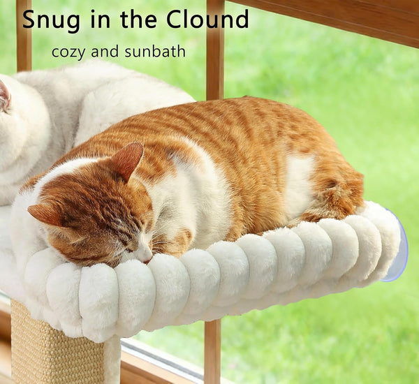 Cat Scratching Post with Large Window Perch, 47-Inch Tall Sisal Cat Tree | Glass Suction-Cup Mounting; for Large Cat & Maine Coons; Thick Square Sisal Post; Ultra-Soft Bolstered Bed; Hold up to 45 Lbs2