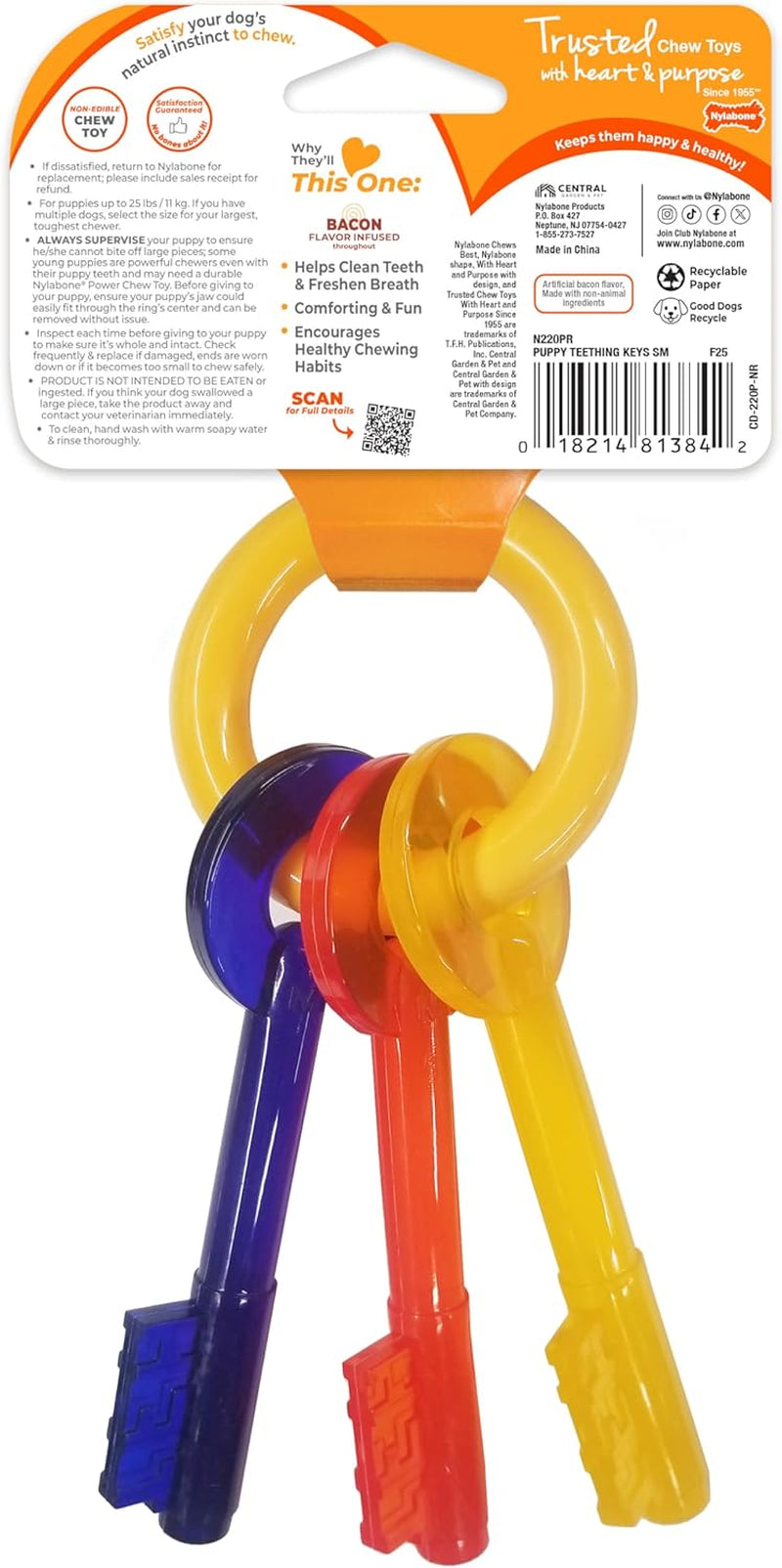 nylabone-puppy-chew-teething-key-ring-dog-chew-toy-bacon-flavor-small-medium-breeds-soothing-teething-toys-for-puppies-puppy-enrichment-freeze-for-added-comfort-for-puppies-up-to-35-lbs