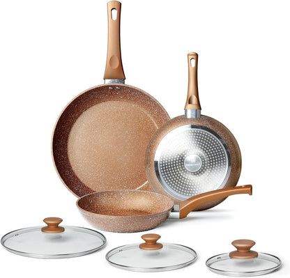 Nonstick Ceramic Frying Pans Skillets Set with Lid 8"+9.5"+11" | No Toxic Egg Omelette Frying Pan Set, All Stove Compatible, Healthy Granite Induction Cooking Pan, PFOA & PFAS Free1