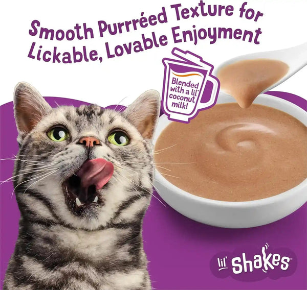 Purina Friskies Pureed Cat Food Topper, Lil’ Shakes with Enticing Chicken Lickable Cat Treats - (Pack of 16) 1.55 Oz. Pouches4