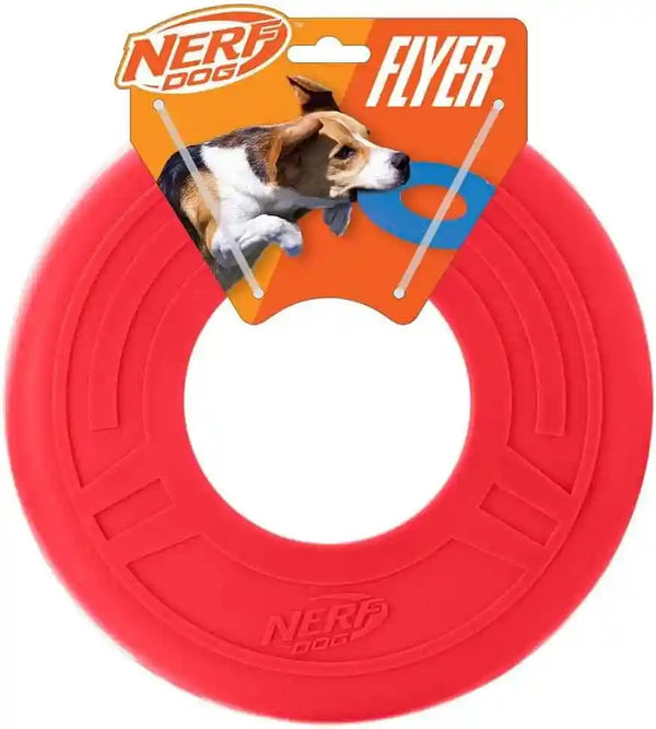 Nerf Dog Atomic Flyer Outdoor Dog Toy, 10 Inch Flying Disc Dog Fetch Toy, Rubber Dog Toy for Medium Dogs and Large Dogs, Orange10