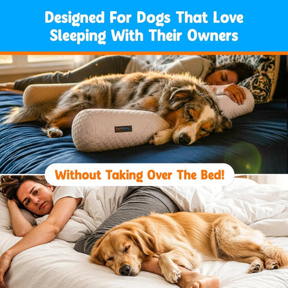 Denmate - the Only On-Bed Dog-Bed That Goes on Your Masterbed for Dogs That Love to Sleep with You. Helps Stabilize Nighttime Movement so You and Your Dog Sleep Better Together. Machine Washable.8