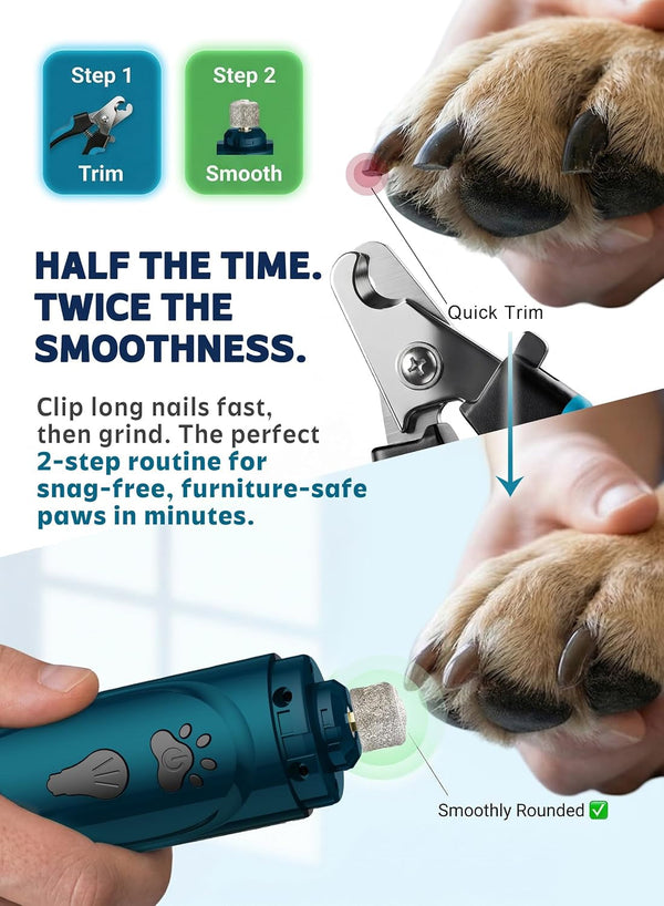 YABIFE Super Quiet Dog Nail Grinder & Clippers Kit with 2 LED Lights, 3 Speeds up to 12,000 RPM, Lower than 30Db Electric Pet Nail Trimmer for Small Medium Large Dogs and Cats5