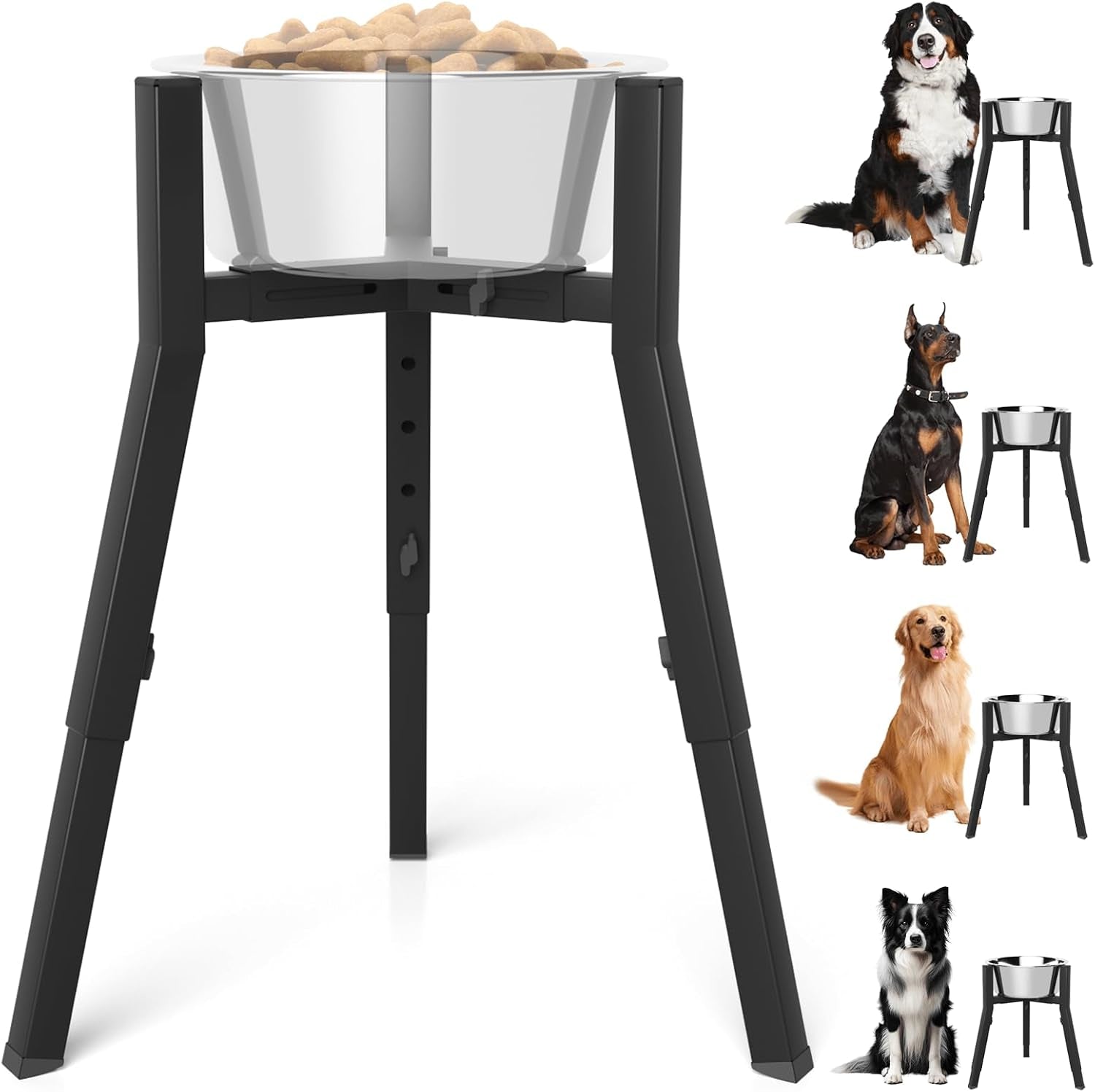 dog-bowl-stand-for-medium-large-dogs-adjustable-width-elevated-dog-bowls-7-10-6-raised-dog-food-water-bowls-11-inch-tall-single-holder-black-bowl-not-included