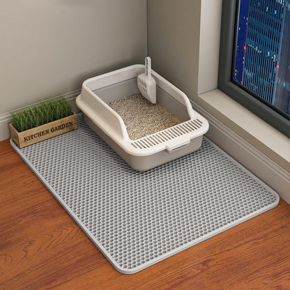 HCY&WLD Cat Litter Mat, 45X26/35X24/30X22/24X18 Inch Double Layer Cat Litter Box Mat, EVA Non-Slip, Waterproof Urine Proof Cat Litter Catcher Mat, Easy Clean Scatter Control (35X24 Inch, Khaki)9