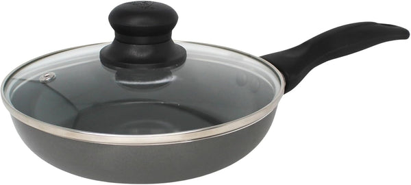 7 Inch Chef Cera Aluminum Ceramic Fry Pan with Glass Lid, Gray | Ceramic Nonstick Coating, Glass Lid with Cool-Touch Handle, Ideal for Pan-Frying, Great for Everyday Home Cooking1