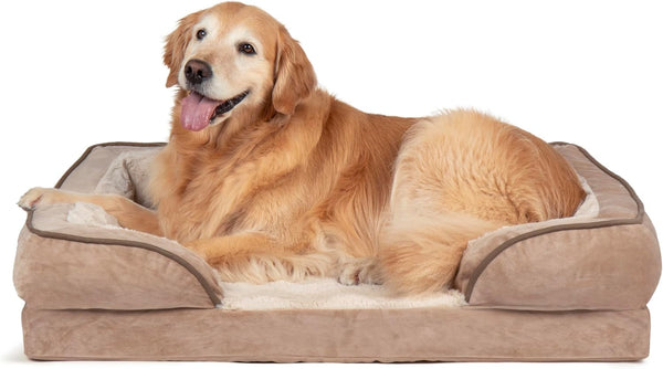 Furhaven Cooling Gel Dog Bed for Large Dogs, Perfect Comfort Sofa Bed with Cool Gel-Top Foam with a Solid Orthopedic Foam Base for Joint Support, Washable Cover, Jumbo XL, Plush & Velvet, Granite Gray15