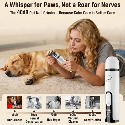 2026 Upgraded Silent Groom Pro Nail Grinder for Dogs & Cats, 3-Speed Cordless Silent Grooming Pro with LED Light, 2000Mah Long Battery Life, Painless Paws Grooming for Small Medium Large Pets (White)5