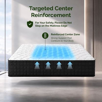 Full Size 12 Inch Hybrid Innerspring Mattress, Individual Pocket Coils Gel Memory Foam, Medium Soft Black & White Cover, Fiberglass Free Certipur-Us Certified Compressed Bed in a Box, 54" X 75"7
