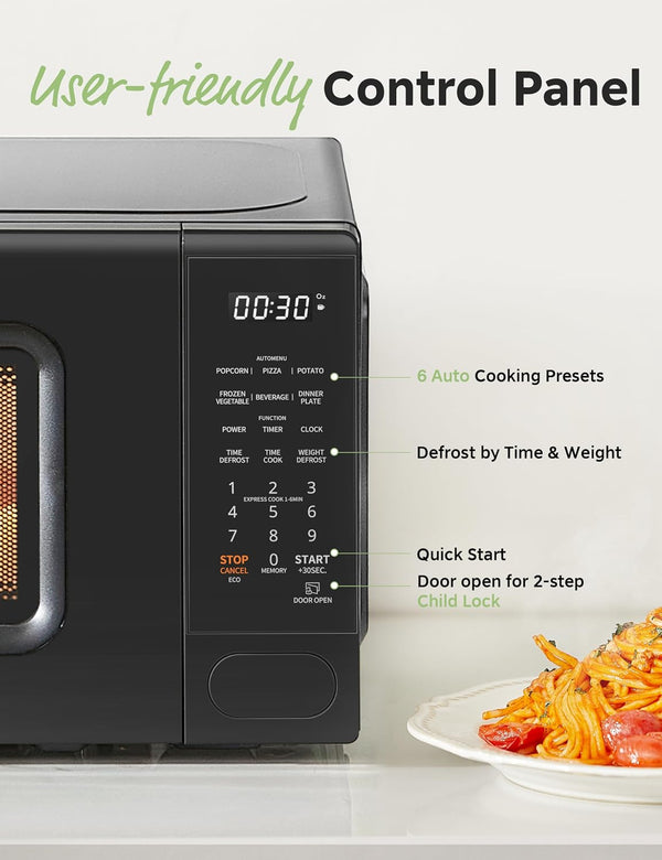 Countertop Microwave Oven 0.7 Cu.Ft, 700W, Black, Child Lock | 11 Power Levels, Multi-Stage Cooking, Weight/Time Defrost, Memory Function, for Apartment, Dorm, Office2