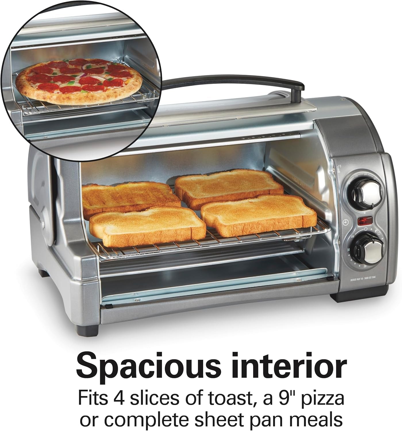 easy-reach-4-slice-countertop-toaster-oven-roll-top-door-for-easy-access-bake-broil-toast-functions-200-to-450ºf-adjustable-temp-auto-shutoff-silver