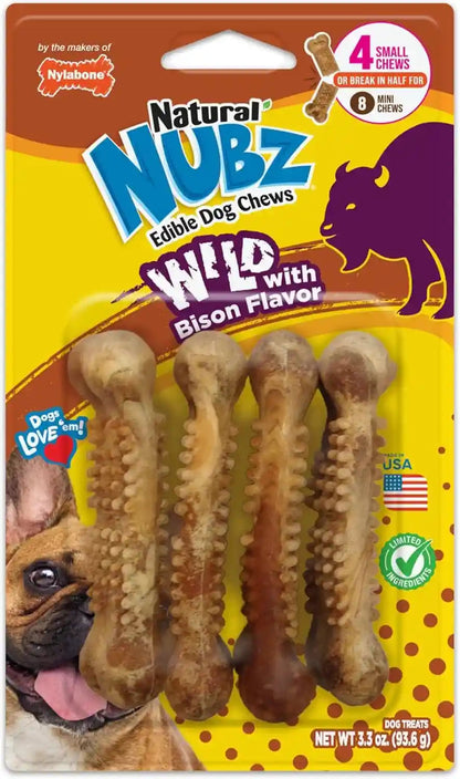 Nylabone Nubz Wild Natural Dog Treats, Bison Flavor, Small, 12 Count | Long Lasting Dog Chews, Made in USA, Limited Ingredients, Highly Digestible, Dog Dental Treats for Small Dogs up to 30 Lbs10