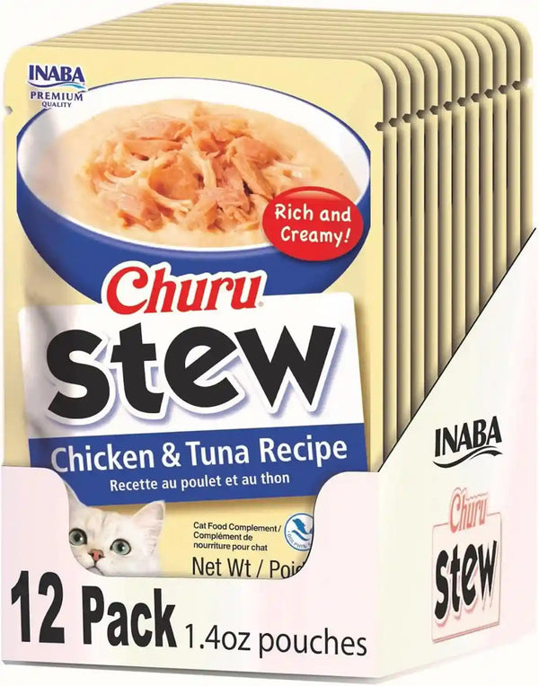 INABA Churu Stew for Cats, Creamy Purée Side Dish Pouch, 1.05 Oz Pouches, 15 Pouches Total, Chicken Variety14