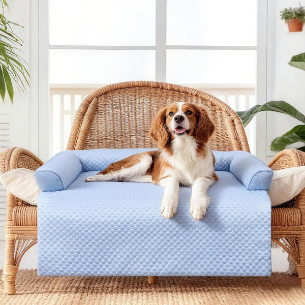 WATANIYA PET Cooling Dog Bed, Washable Cooling Mat for Large Dogs with Removable Cover, Self Cooling Couch Cover for Dog, Non-Slip Dog Couch Bed, 41X37 Inch, Blue9