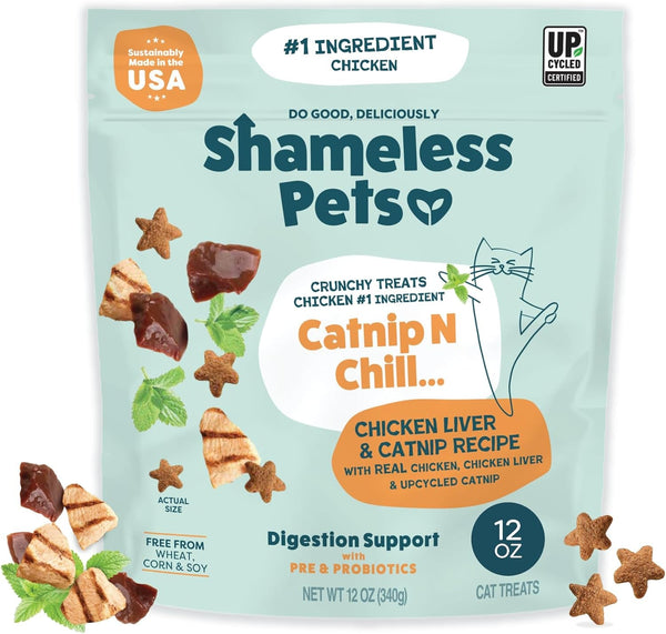 Shameless Pets Crunchy Cat Snacks & Treats – Healthy Cat Treats for Indoor Cats & Kittens with Catnip, Real Chicken & Digestive Support, Catnip N Chill (2.5 Oz)16