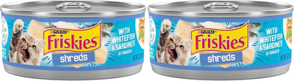 Purina Friskies Wet Cat Food, Shreds with Whitefish & Sardines in Sauce - (Pack of 24) 5.5 Oz. Cans12