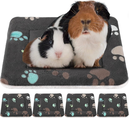 Tuanse 4 Pack Ultra Soft Dog Cat Bed Mat Small Animal Guinea Pig Bed with Cute Print Reversible Fleece Dog Crate Kennel Pad Cozy Washable Thickened Hamster Pet Beds Mat(13 X 19 Inches,Light Gray)8