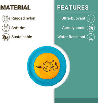 Bifeaw 3 Packs Nylon Interactive Dog Flying Disc - Floating Dog Toys for Aggressive Chewers - Water Toys for Dogs (Blue and Yellow)6