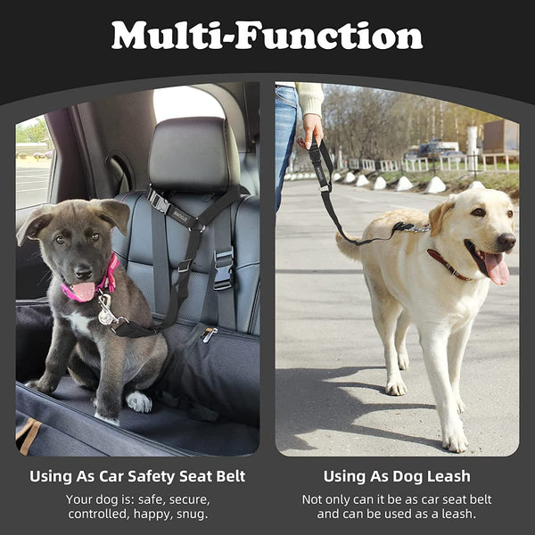 BWOGUE 2 Pack Dog Seat Belt for Car, Headrest Restraint Safety Leads | Headrest Loop for Car Travel, 18-30 in Adjustable, 2-In-1 Seat Belt and Leash, 2 Pack for Dogs and Cats, Use with Dog Harness6
