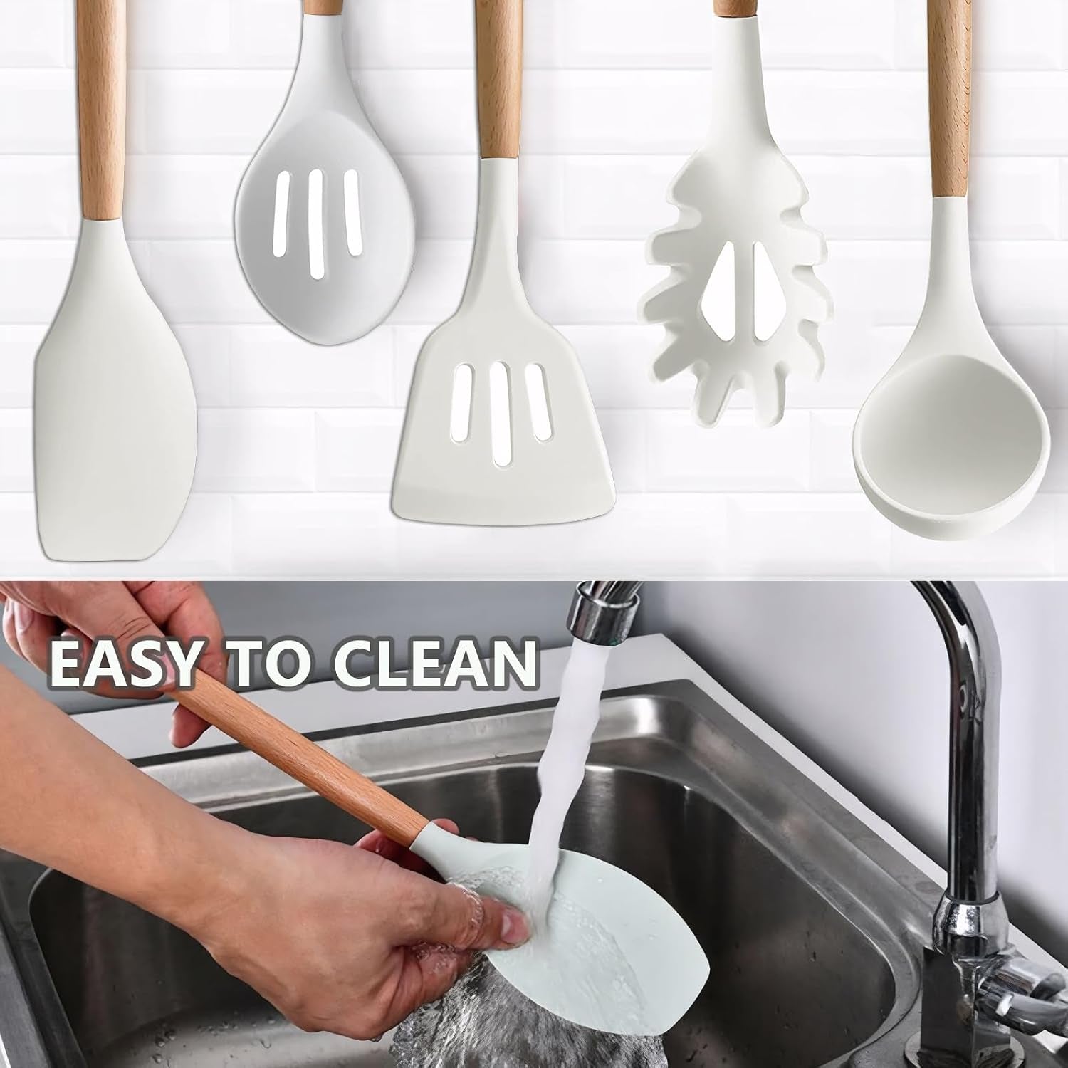 kitchen-cooking-utensils-set-6pcs-non-stick-silicone-kitchen-utensils-spatula-spoon-turner-ladle-pasta-server-heat-resistant-wooden-handle-silicone-cooking-gadgets-sets-for-cookware-baking