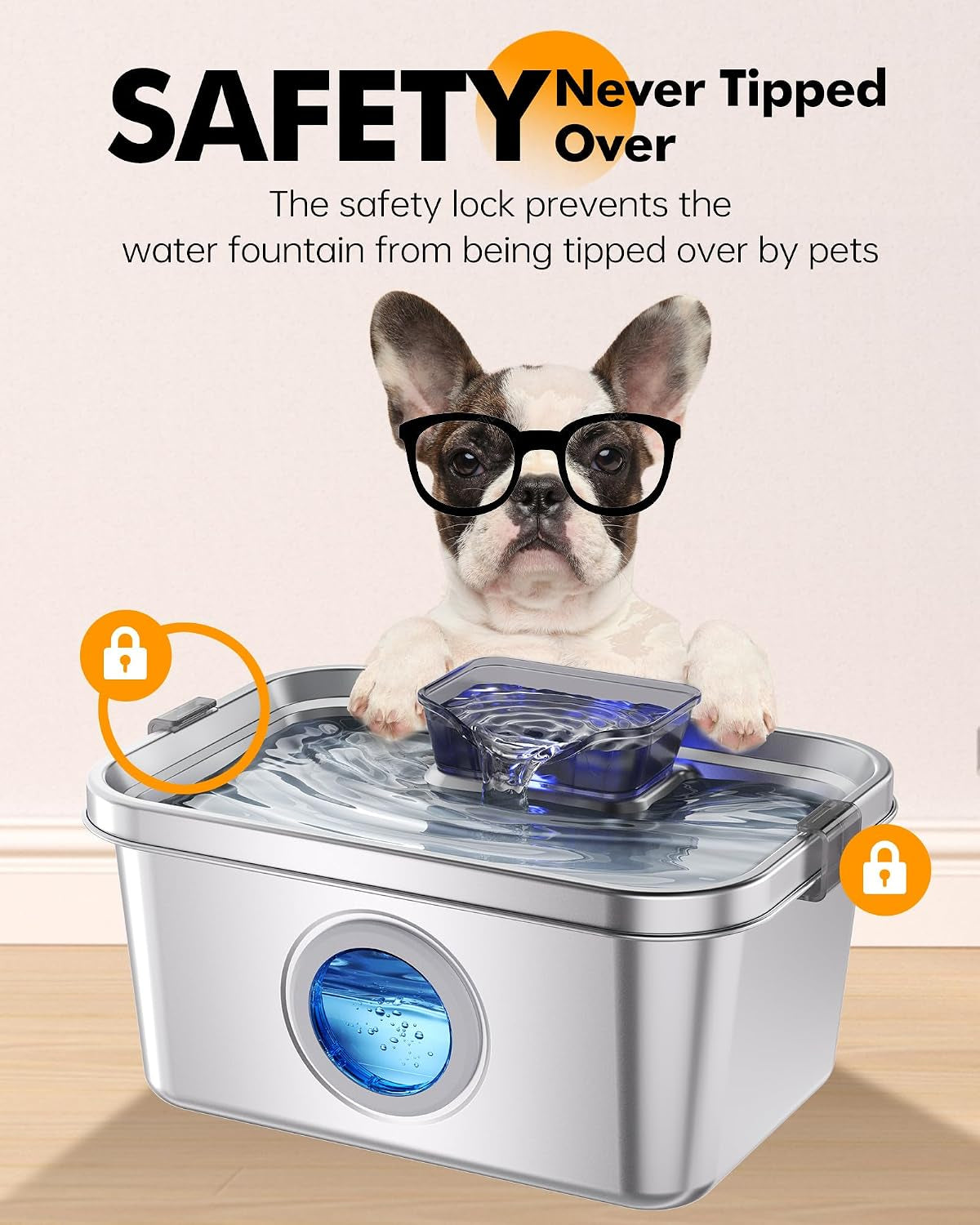 petimi-dog-water-fountain-2-gallon-304-stainless-steel-large-pet-water-fountain-for-dogs-cats-ultra-quiet-indoor-pet-fountain-safety-lock-3-replacement-filters-included-smart-pump-protection