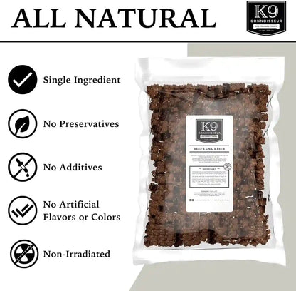 K9 Connoisseur Beef Lung Dog Treats - USA Made Single Ingredient Dog Treat | Bulk Dogs Treat, Grain Free, Low Calorie, Training, for All Breeds & Sizes - 2.5 Lbs2