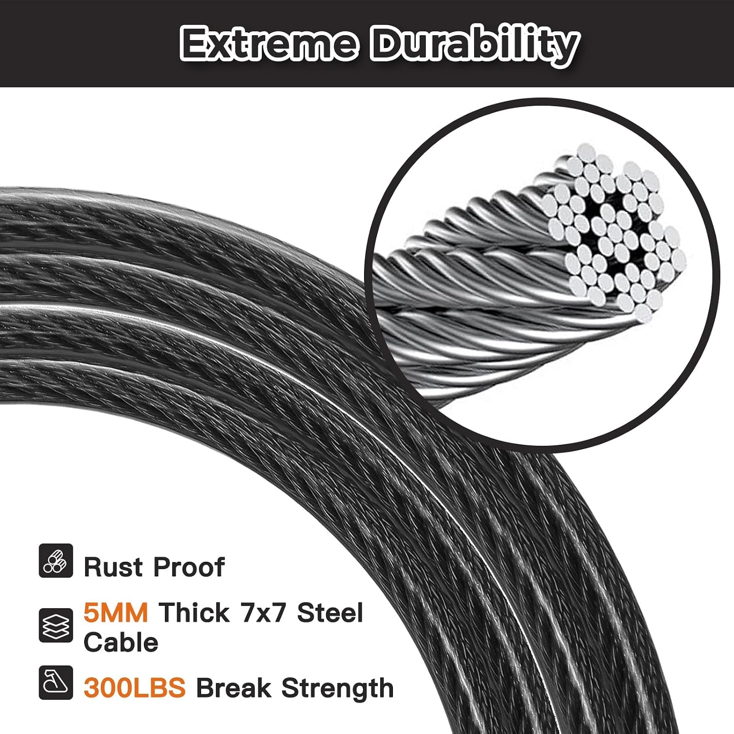 chew-proof-dog-leash-extender-2ft-5mm-metal-lead-extension-360-tangle-free-for-walking-training-puppies-fits-small-medium-large-dogs-collar-harness-compatible-black-orange-blue