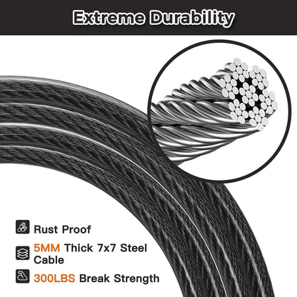 Chew Proof Dog Leash Extender, 2FT 5Mm Metal Lead Extension, 360° Tangle-Free for Walking & Training Puppies, Fits Small/Medium/Large Dogs, Collar & Harness Compatible (Black/Orange/Blue)4