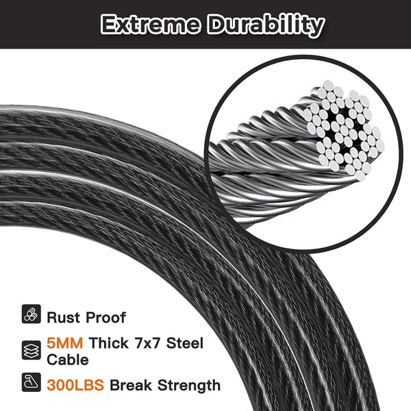 Chew Proof Dog Leash Extender, 2FT 5Mm Metal Lead Extension, 360° Tangle-Free for Walking & Training Puppies, Fits Small/Medium/Large Dogs, Collar & Harness Compatible (Black/Orange/Blue)4