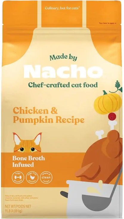 Made by Nacho Dry Cat Kibble 4Lb Bag, High Protein and Grain-Friendly Premium Cat Food, Cage-Free Chicken & Pumpkin Recipe, Infused with Bone Broth for Hydration, Limited Ingredients, Single Bag14
