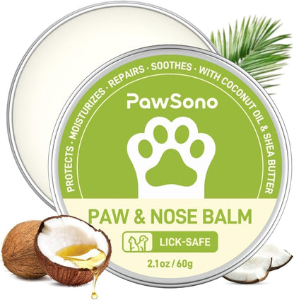Pawsono Lick-Safe Dog Paw & Nose Balm with Coconut Oil | All-Natural Dog Paw Protector against Hot Pavement & Sand, Great for Dogs Who Hate Dog Booties or Shoes (2.1 Oz / 60 G)1