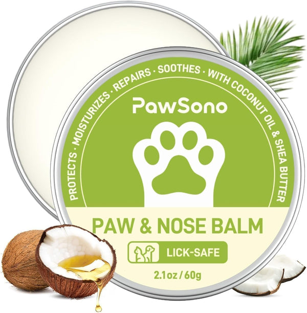 Pawsono Lick-Safe Dog Paw & Nose Balm with Coconut Oil | All-Natural Dog Paw Protector against Hot Pavement & Sand, Great for Dogs Who Hate Dog Booties or Shoes (2.1 Oz / 60 G)1