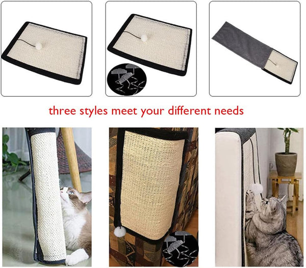HAOZAIKEJI Cat Scratcher Mat, 2PCS Natural Sisal Cat Scratching Pad, Heavy Duty Couch Guard, Protecting Furniture, Easy Installation, Indoor, All Breed Sizes, Durable, Eco Friendly, Non Toxic6