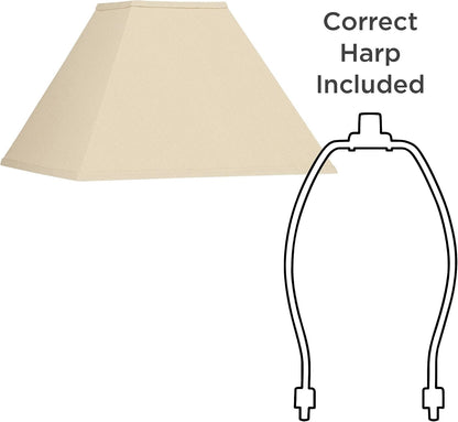 Reva Large Beige Linen Tapered Square Lamp Shade 6X16X10 (Spider) | 6" Top X 16" Bottom X 10" High X 12" Slant Replacement for Table Lamps Pre-Assembled Harp + Finial7