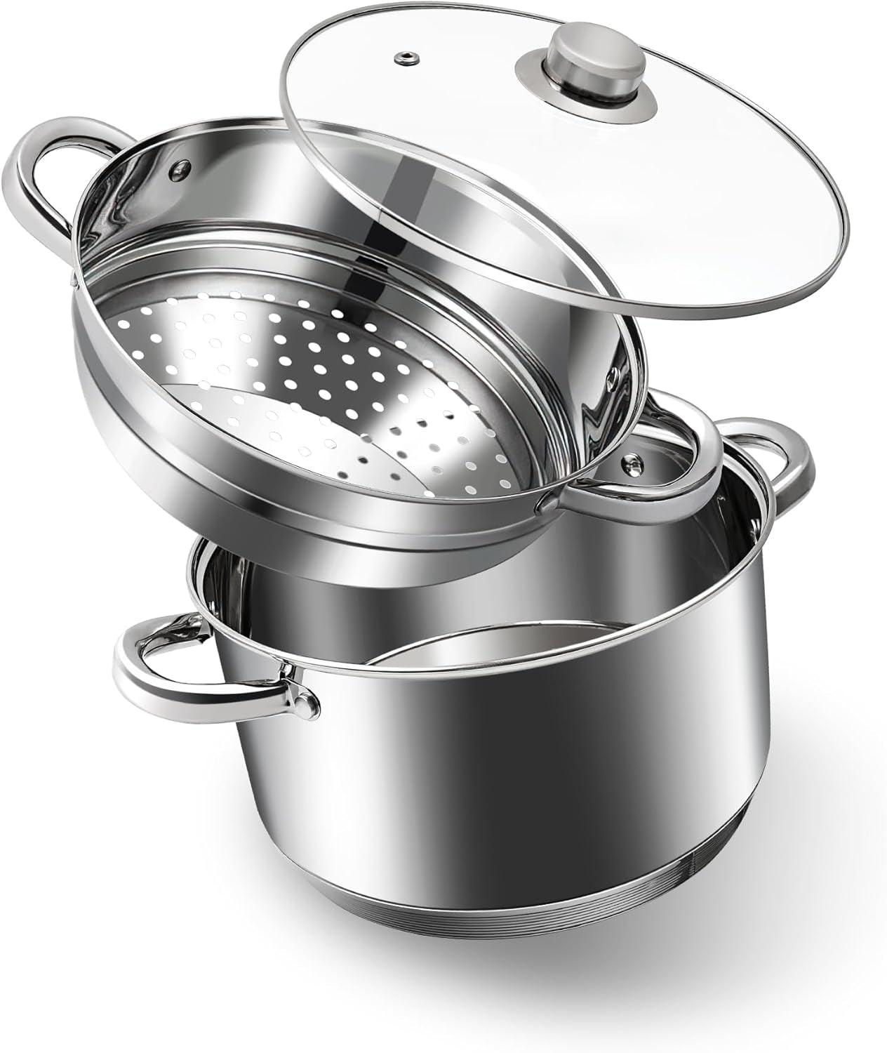 ®-4-quart-18-10-stainless-steel-tri-ply-stockpot-and-steamer-with-tempered-glass-lid-multipurpose-steamer-pot-compatible-with-all-cooktops-non-toxic-soup-pot-oven-dishwasher-safe-silver