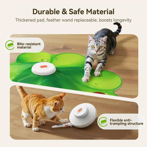FEELNEEDY Rechargeable Cat Toys, 2 in 1 Hide and Seek Game Interactive Cat Toy, Movable LED Red Dot, Moving Concealed Feathers, Durable Exercise Toys for Indoor Cats, Bored Adult Cats Wand Toy7