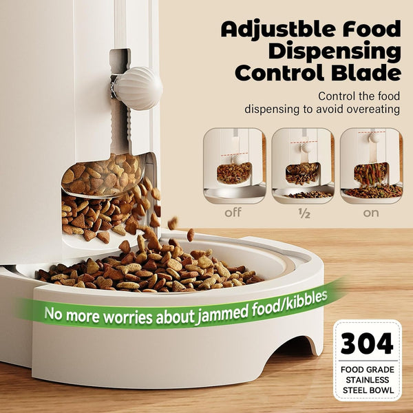 JUNSPOW Automatic Cat Feeder 2-In-1 Set with Stainless Steel Bowls | Dog Feeding & Watering Supply with Stailess Steel Bowls Large Capacity Low Noise5