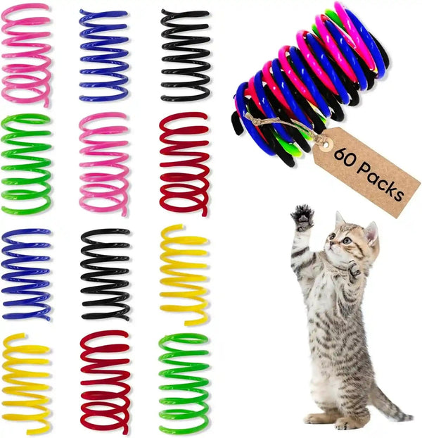 Cat Toys for Indoor Cats, 30 Pack Interactive Cat Spring Toys, Durable Colorful Plastic Spiral Springs for Kitten Hunt, Swat and Bite, Bulk Cat Toys11