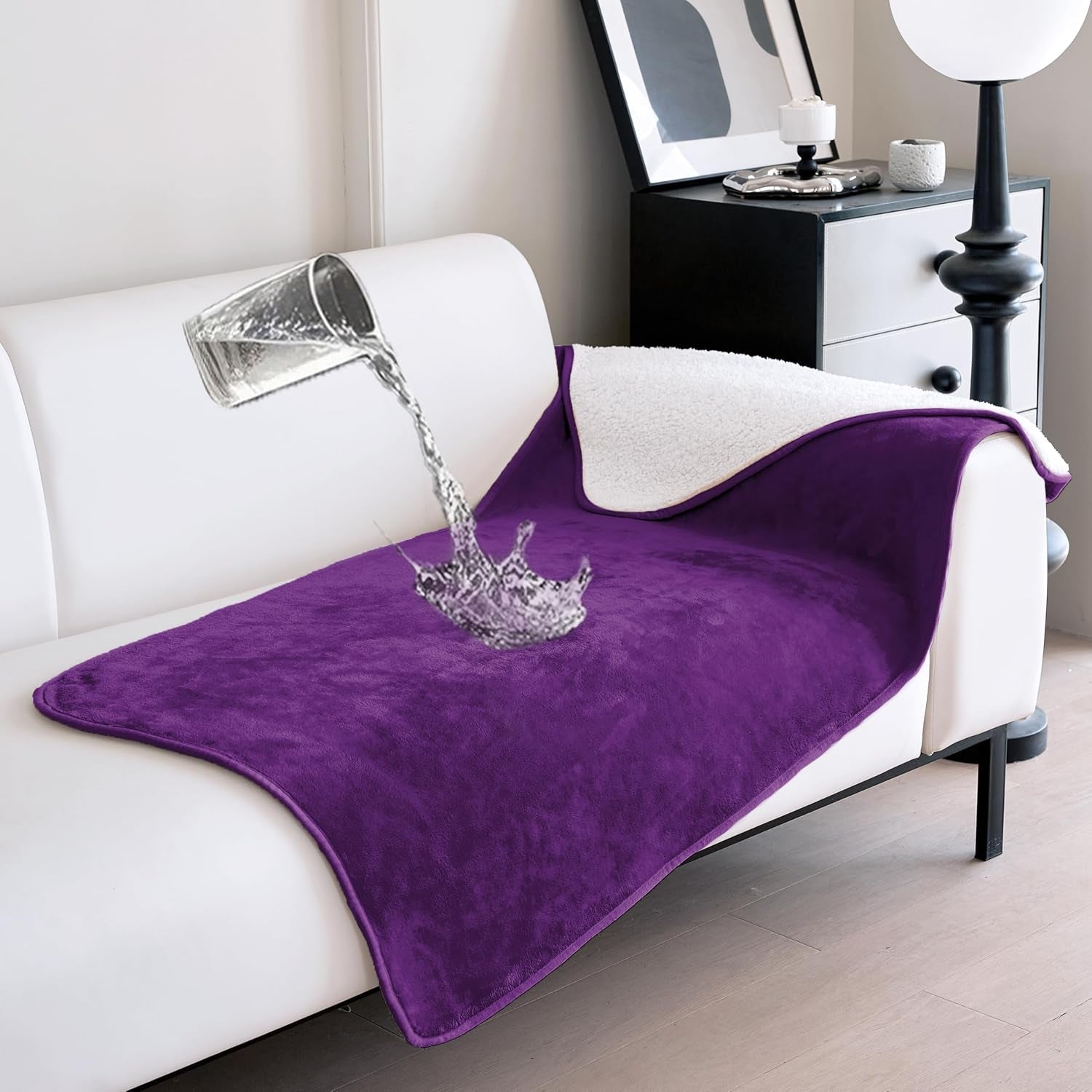 gogobunny-waterproof-bed-blanket-reversible-sherpa-fleece-throw-blanket-for-dog-puppy-cat-furniture-cover-protects-bed-couch-sofa-from-liquid-pee-and-pet-fur-dark-purple-50x60-inches